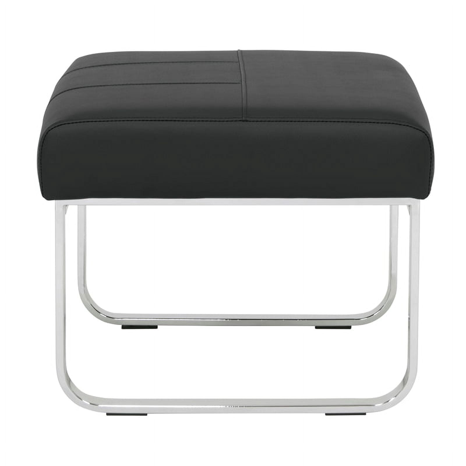 Studio Designs Home Allure Modern Rectangular Ottoman in Blended Leather & Chrome