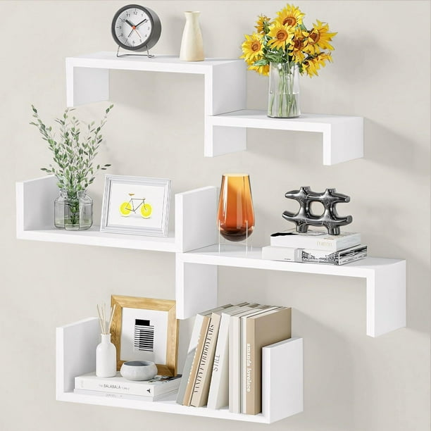 5 Piezas Repisas Flotantes, Estantes Flotantes con Varios Estilos Que Se Pueden Ensamblar Libremente, Repisas Flotantes De Pared, Repisas para Recamara, para Dormitorio, Sala, Estudio, Cocina, Baño
