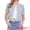 Blue, variant on Women's Short Sleeve Tweed Jacket Crew Neck Button Front Cropped Cardigan M Pink