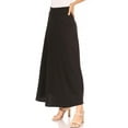 thumbnail image 2 of Women's Casual Solid High Waisted Flare A-line Long Skirt with Elastic Waistband, 2 of 6