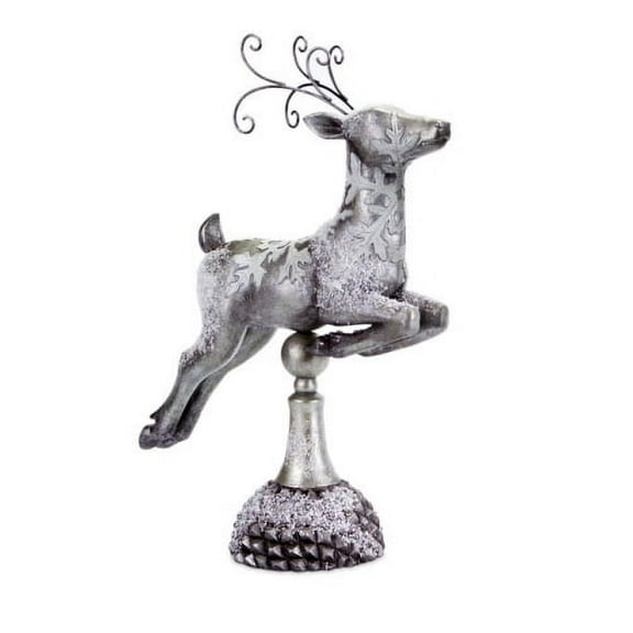 Diva At Home Right Facing Frosted Snowflake Prancing Reindeer Christmas Figure - 17"