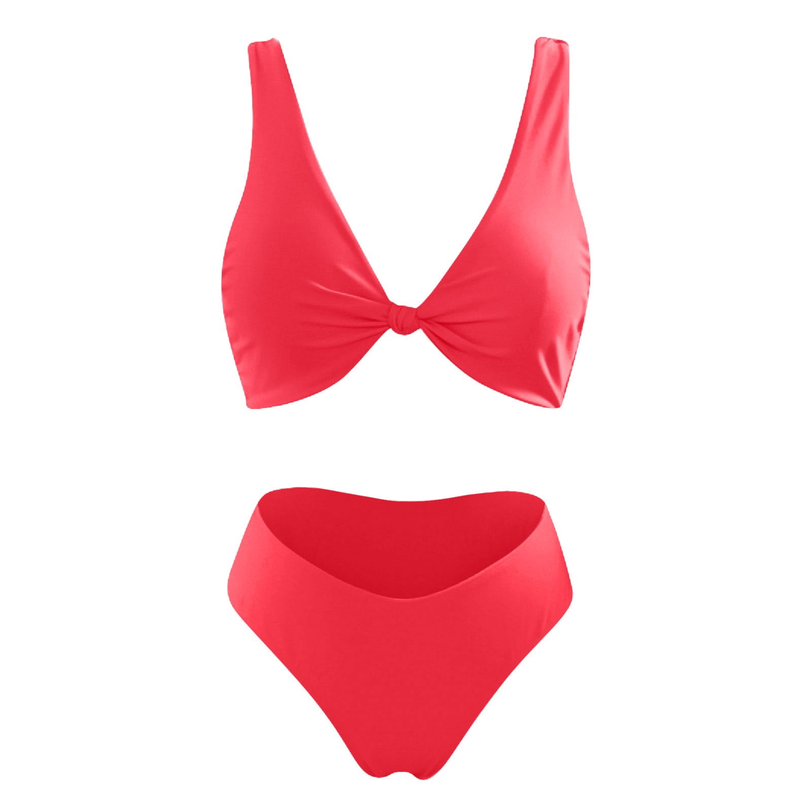 AWZXDE Two Piece Swimsuit for Women Solid Color V Neck with Knot