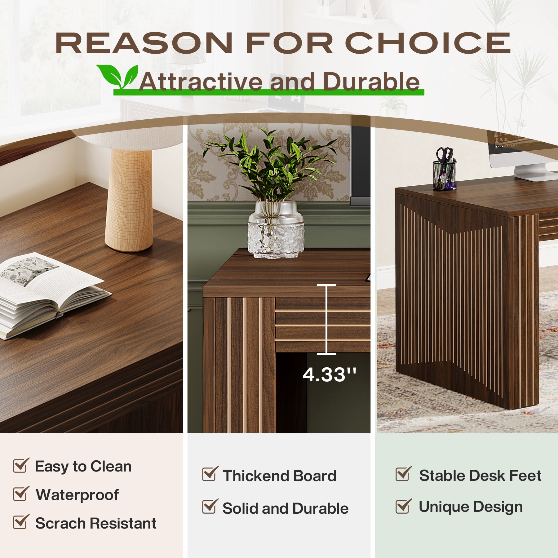 Tribesigns 79-inch Extra Long Desk, Two Person Desk for Home Office, Wooden Long Computer Double Desk, Writing Study Table for Office, Dark Brown
