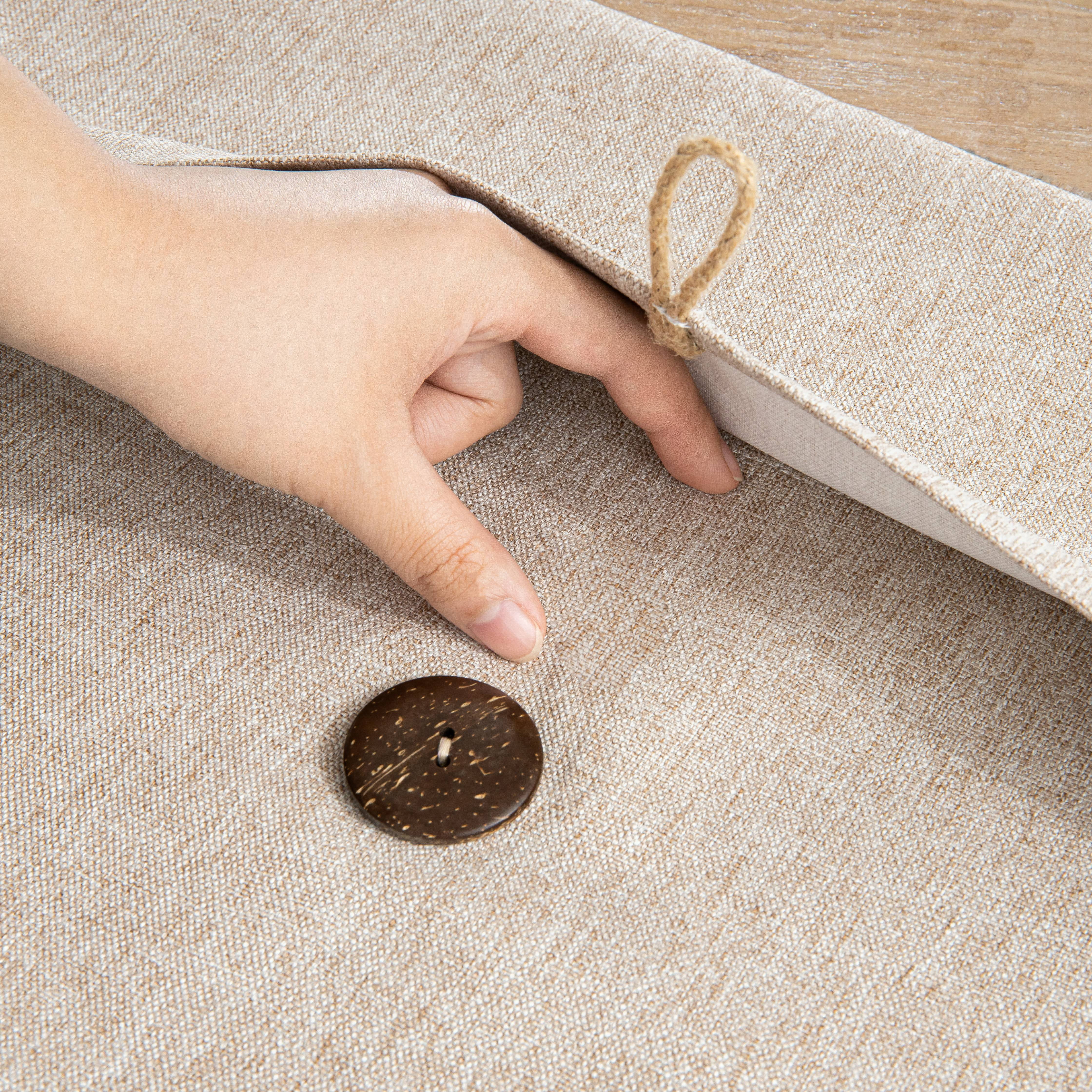 Single Button Series Decorative Throw Pillow Cover，Polyester pillow Cusion for Couch, 18" x 18", Beige, 2 Pack