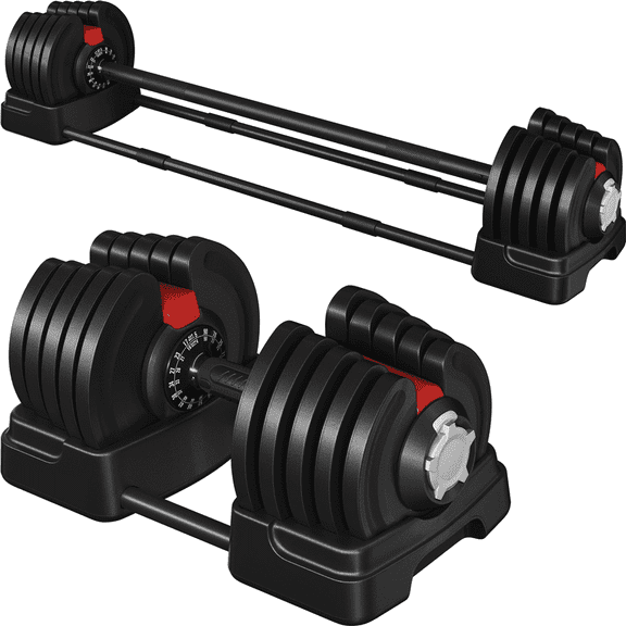 Yaheetech 90lbs Adjustable Dumbbell Weight Set with Tray, Black