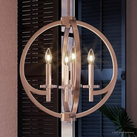 

Urban Ambiance Luxury Globe Pendant or Chandelier Medium Size: 19.5 H x 18 W with Old World Style Elements Orbital Sphere Design Pretty Brushed Nickel Finish and Open Circle Shade UQL2550