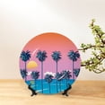 thumbnail image 6 of Yiaed Beach with Palm Trees Print Bone China Decorative Plate Ceramic Dinner Plates Art Crafts with Display Stand-6in, 6 of 6
