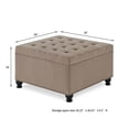 thumbnail image 2 of CQSXDA Large Square Storage Ottoman with Wooden Legs, Upholstered Button Tufted Coffee Table with Nail Trims, 2 of 9