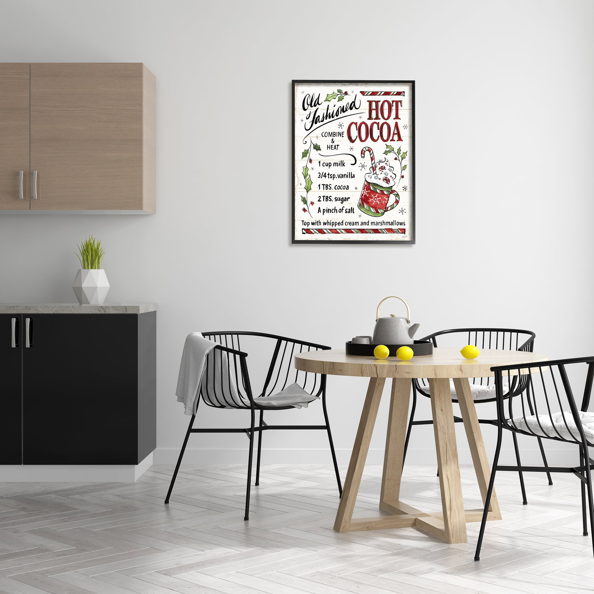 Stupell Industries Old Fashioned Hot Cocoa Holiday Cooking Instructions Food & Beverage Painting Black Framed Art Print Wall Art, 24 x 30