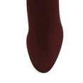 thumbnail image 4 of YDN Women Classic Round Closed Toe Knee High Boots Rhinestone Block High Heel Long Boots Fall Winter Dressy Shoes Size 4 Dark Red, 4 of 4