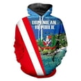 thumbnail image 3 of Sudadera con capucha con estampado 3D de la bandera de República Dominicana para hombre y mujer, ropa de calle, cómoda, de talla grande, 3 of 4