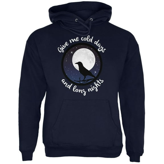 Cold Days Long Nights Fall Moon Raven Mens Hoodie Navy SM