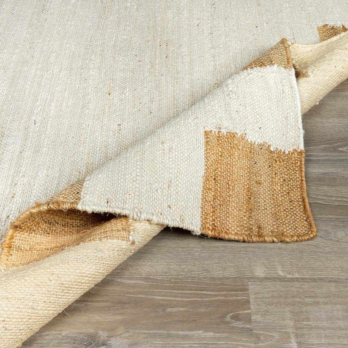 Hauteloom Rocio JModern Hand Woven Natural Fiber Jute Area Rug - Contemporary Geometric Checkered Carpet for Living Room, Bedroom, Dining Room - Cream, Tan - 9' x 12'