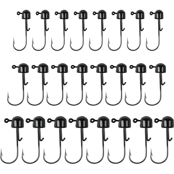 SAVITA 24 Pcs Mushroom Jig Heads, 1.6g/2g/3g Fishing Jig Head Hooks Set for Soft Lures, Iron Jig Ball Fishing Hook