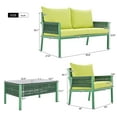 thumbnail image 4 of DEALTOPS 4-Piece Rope Patio Furniture Set, Outdoor Furniture with Tempered Glass Table, Patio Conversation Set Deep Seating with Thick Cushion for Backyard Porch Balcony-Fluorescent Yellow & Green, 4 of 14