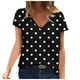 thumbnail image 2 of ICHUANYI Clearance Women's V-neck Print T-shirt Fashion And Comfortable Women's Short Sleeve Top(Black, XL) ICHUANYI WER2023080707919, 2 of 5