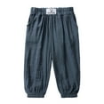 thumbnail image 2 of Kureaily Toddler Kids Boy Girl Casual Basic Plain Soft Trousers Baby Spring Summer Comfy Linen Pants 18-24 Months, 2 of 6