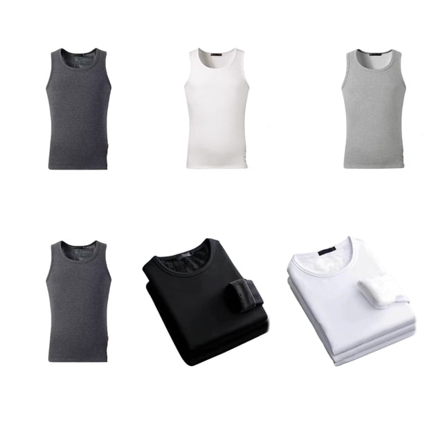 Becaristey Men Thermal Underwear Vest Winter Basic Layer Inner Wear Tops Undershirt Black Vest