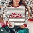 thumbnail image 6 of ZUKMRJPC Christmas Sweatshirt for Women and Men Long Sleeve Fashion Striped Print Crewneck Sweatshirts Holiday Comfy Fleece Lined Tops, 6 of 7