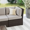 thumbnail image 3 of Martha Stewart Indoor-Outdoor Modular Patio Sectional Sofa Corner Seat in Brown Rattan Wicker with Tan All-Weather Cushions, 3 of 12