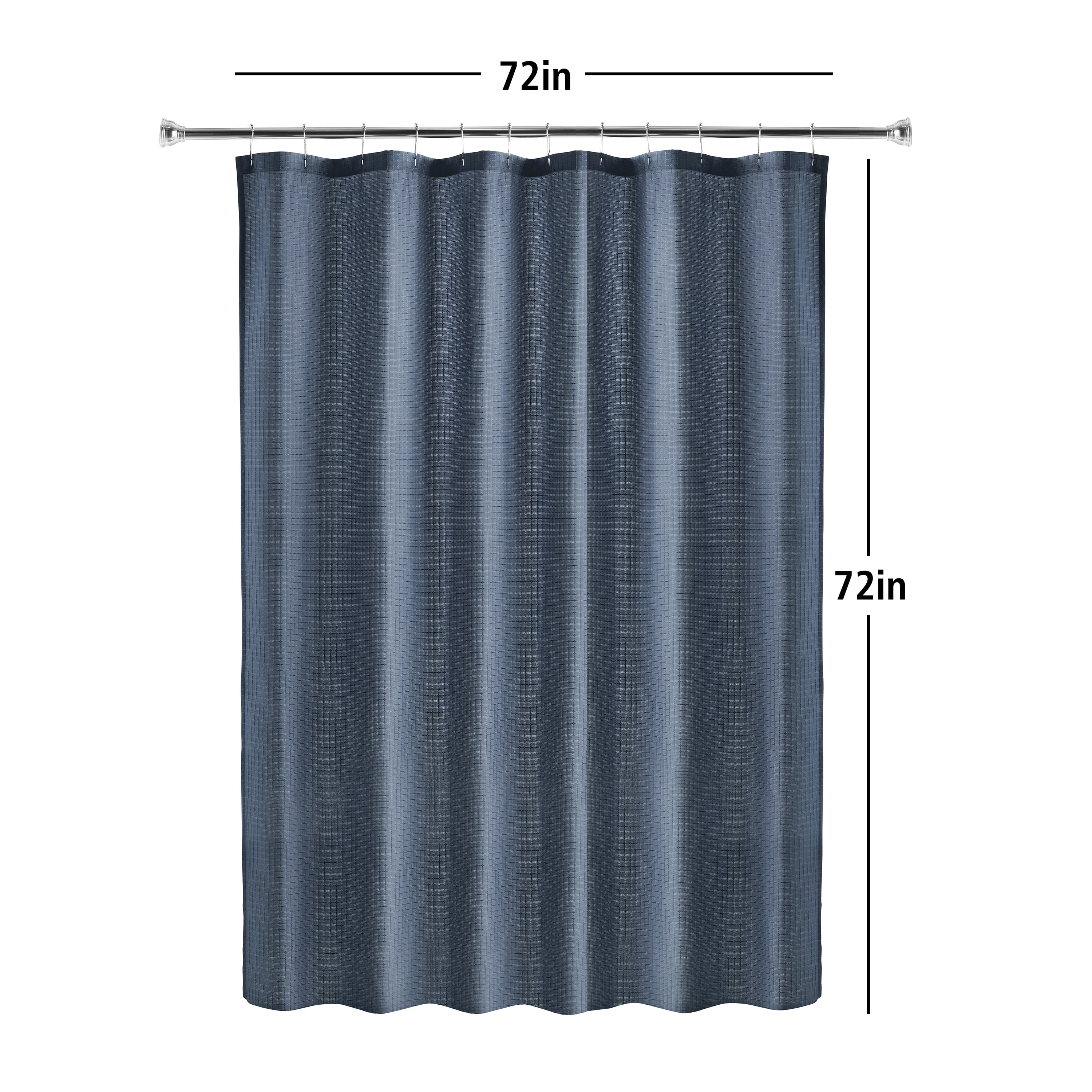 (3 pack) Mainstays Eco-Friendly Waffle-Weave Fabric Shower Curtain, Recycled Polyester, 72” x 72”, Navy Blue