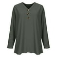 thumbnail image 2 of Thermal Tops for Women Pashm Long Sleeved V-Neck Decorative Button T-shirt Top Casual Sweatshirt Lightweight Travel Stretchable Clothes Trendy Going Out Tops for Women Soft Loose Top, 2 of 8