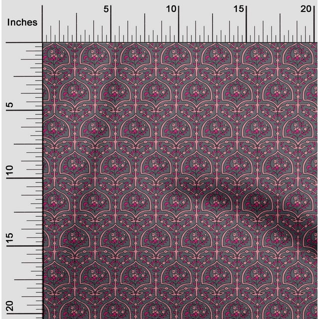 oneOone Georgette Viscose Fabric Leaves & Floral Block Print Fabric BTY 42 Inch Wide