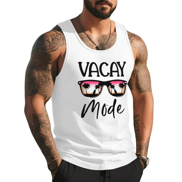 Camiseta sin Mangas para Hombre, Camiseta Blanca sin Mangas para Hombre, Playera de Verano para Playa, Camisetas Gráficas para Hombre, Camisetas sin Mangas para Gimnasio y Vacaciones