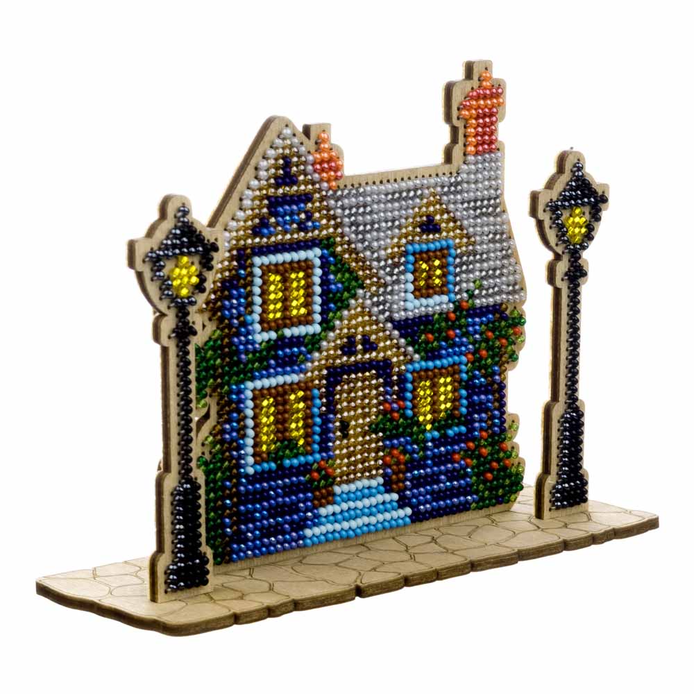 Wooden Bead Embroidery Kit House with Lanterns FLK-588