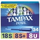 thumbnail image 1 of Tampax Pearl Tampones Trio Pack Super/Super Plus/Ultra Absorbencia con aplicador de plástico sin BPA y trenza LeakGuard sin perfume azul 34 unidades (paquete de 1), 1 of 9