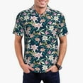 thumbnail image 3 of Balery Lilies Flowers Printed Men’s Short Sleeve Polo Shirt, Midweight Men's Shirt,Golf Polo shirts -, 3 of 9