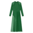 thumbnail image 5 of Alvivi Women's Lyrical Dance Costume Rhinestone Split Sleeved Modern Contemporary Dance Long Dress Green XXL, 5 of 7