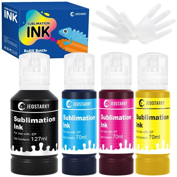 Botellas de recarga de tinta de sublimación Jeostarky, paquete de 4, 127 ml/70 ml