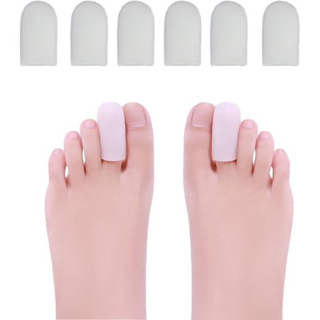 Gel Toe Caps and Protector, 6 PCS Soft Toe Protectors Fit for Toe Corns - Blisters - Calluses and Ingrown Toenails.(White-M)