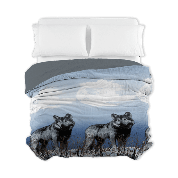 Cobertor con Borrega Matrimonial Extra suave MELOCOTTON HOGAR Mod. Lobos