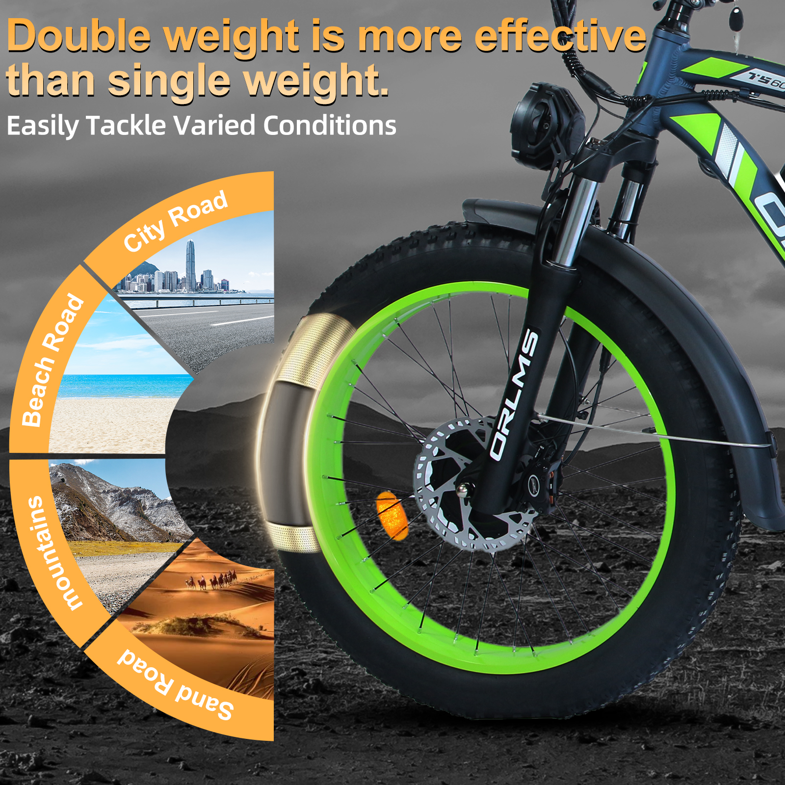 5000W Peak Dual Motor E-Bike, 60V 25AH Battery Electric Bike for Adults, 45MPH Mountain AWD 21-Speed Snow E-Bike with 26" x 4.0 Fat Tire, Long Range Mountain Dirt Off-Road