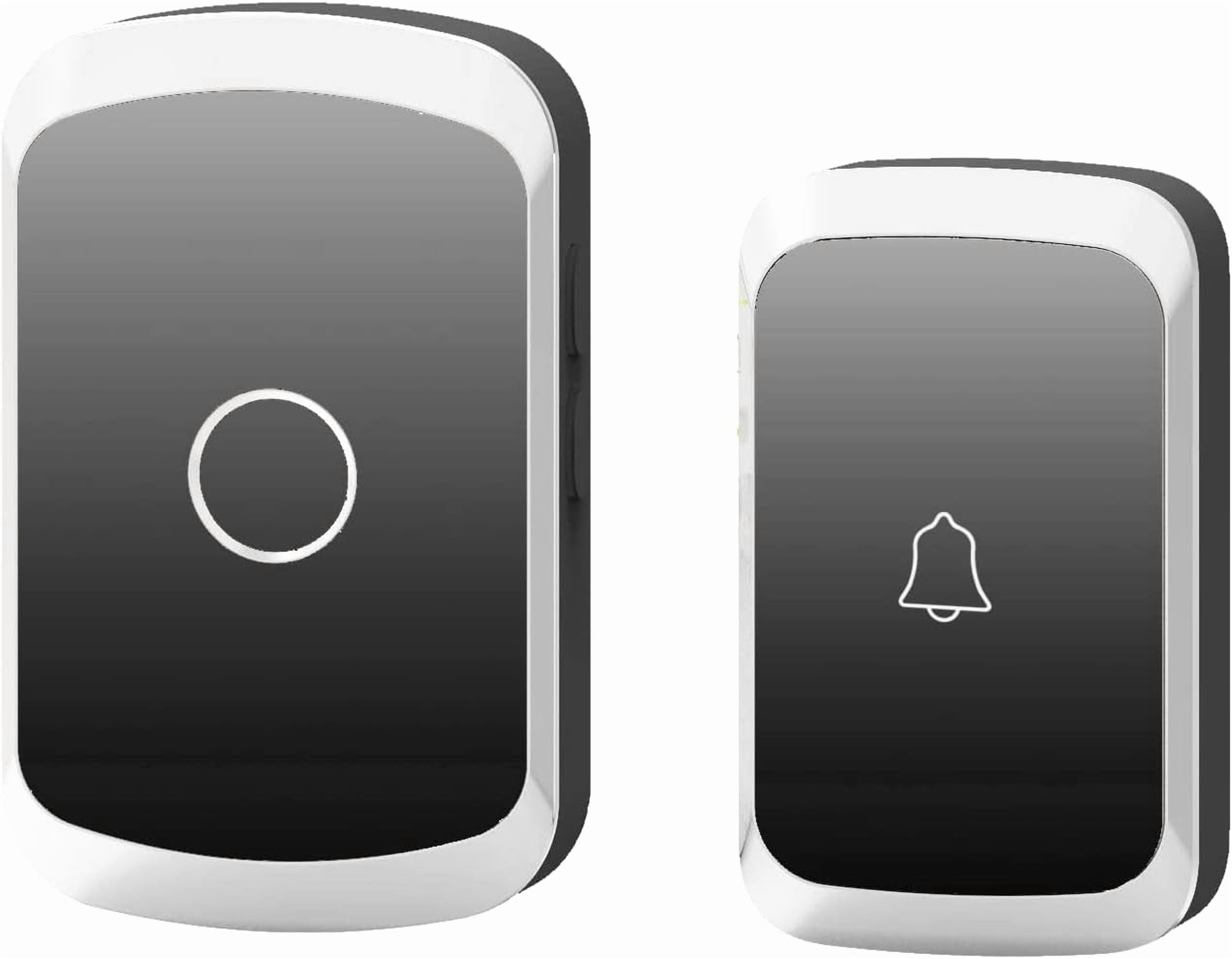 BLACK DOOR BELL Black wireless doorbell power plug Wireless 90 * 56 * 20mm Long Range 36 music options and lighting Easy to install 110/220V Doorbell