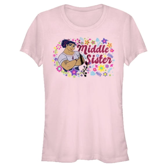 Junior's Encanto Luisa Middle Sister with Flower  Graphic Tee Light Pink Medium