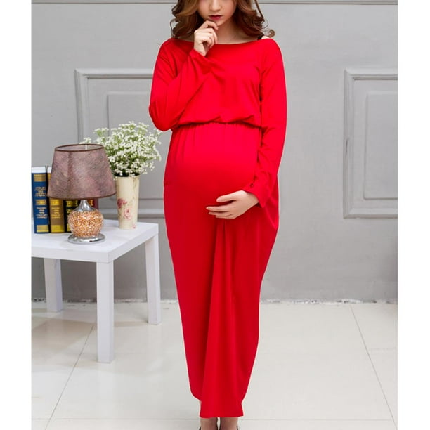 Elegantes mujeres embarazadas maxi vestidos vestido de maternidad accesorios de fotografia sesion de fotos rojo salvador vestido de maternidad