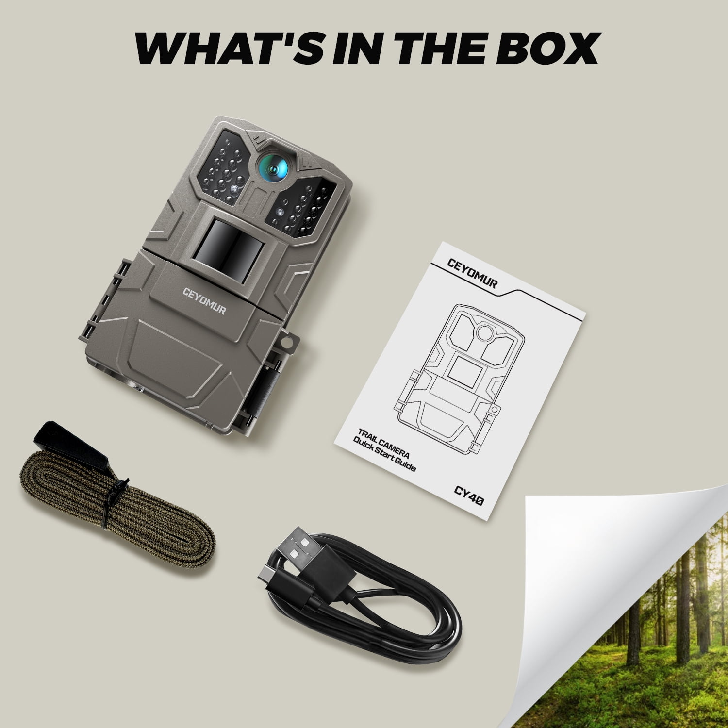 CocoBear Trail Camera 36MP 2K Game Camera with 850nm IR Night Vision, Motion Detection, 2" LCD Display, 130° Wide Angle, IP66 Waterproof, Time Lapse, Hunting Wildlife Camera