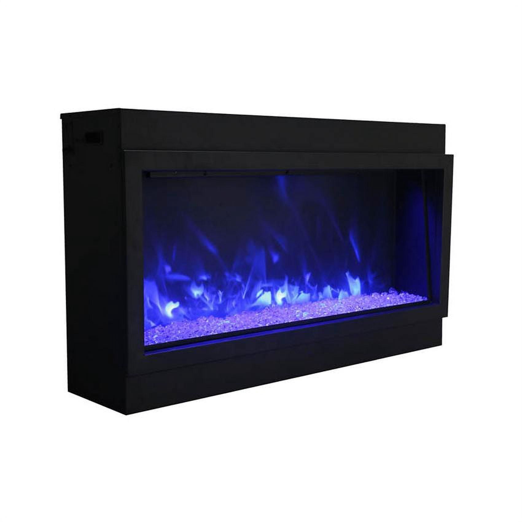 Smart 50″ Extra Slim Indoor or Outdoor Electric Built-In only Electric Fireplace with black steel surround