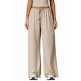 thumbnail image 1 of Pantalones Deportivos Casuales Holgados de Pierna para Mujer, Rectos, de Tiro Bajo, con Bolsillos con Cordón Elástico Albaricoque L, 1 of 9