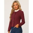 thumbnail image 2 of Chaqueta de Mujer Allegra K Vintage de Otoño con Botones Cortos y Ligeros Borgoña XL, 2 of 6