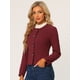 thumbnail image 2 of Chaqueta De Mujer Con Botones Cortos Y Ligeros Vintage De Otoño Con Bolsillos Borgoña S, 2 of 6