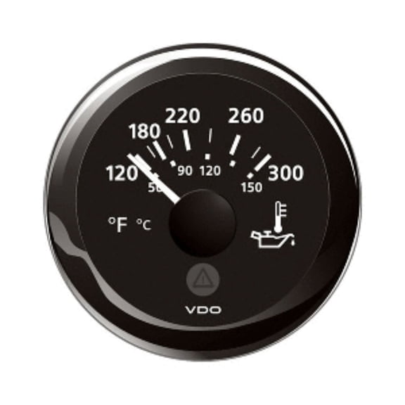 4" Onyx Black VDO Marine 52 Millimeters Viewline Temperature Gauge