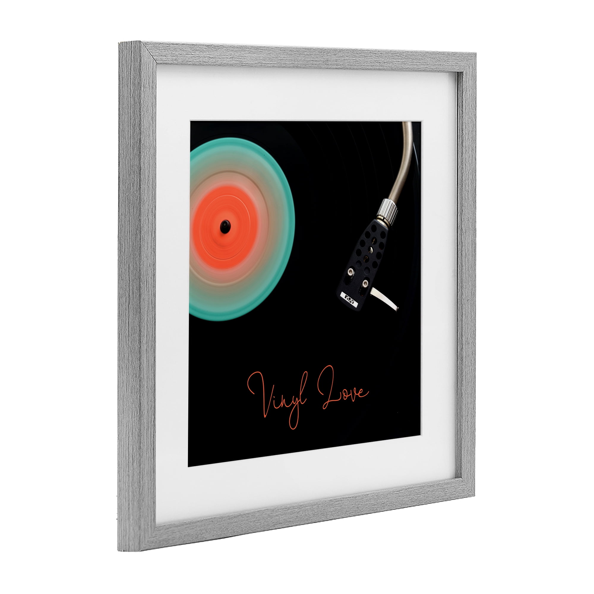 Stupell Industries Spinning Record Vinyl Love Gray Framed Print Under Glass, design by Tom Quartermaine