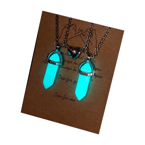 YIEMEEN 2Pcs Fluorescent Hexagonal Pendants Necklaces Bullet Natural Stone Necklace