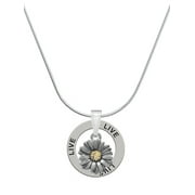 Delight Jewelry Two-tone Daisy Flower Live Ring Charm Necklace, 18"