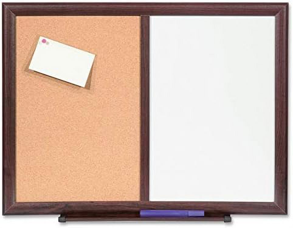 Bulletin Board Combo, DryErase/Cork, 24"X18", Mahogany Frame (LLR84270