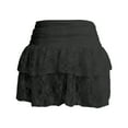 thumbnail image 4 of XIAONU Women's Tiered Lace Mini Skirt Ruched High-Waist Skirt Elegant Playful Party Wear, 4 of 4